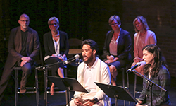 Actors Charles Manzo and Heath V. Salazar, part of the cast of Canadian Stage’s Territorial Tales, performing poems by Alice Liu.